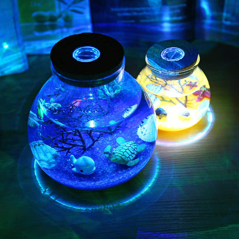 Ocean Dream Bottle — Luxury Luminous Glass Eco Terrarium