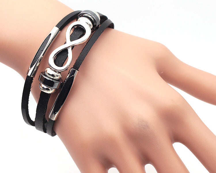Infinity Symbol Leather Men's Bracelet | Retro Luxury Wristwear