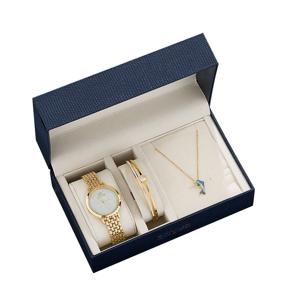 Élite Women’s Quartz Watch — Gold & Rose Gold | Luxury Gift Set