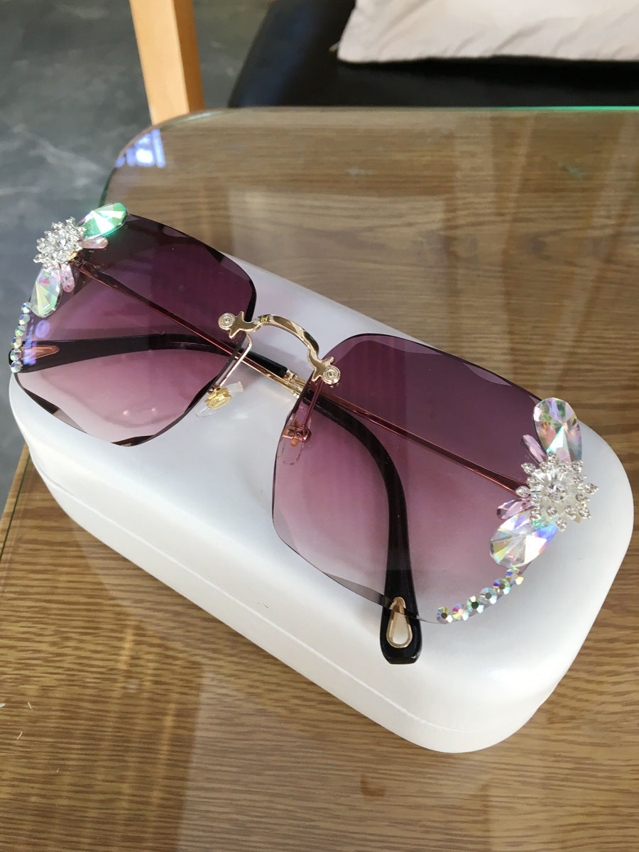 Rhinestone Gradient Sunglasses — Frameless Luxury Eyewear
