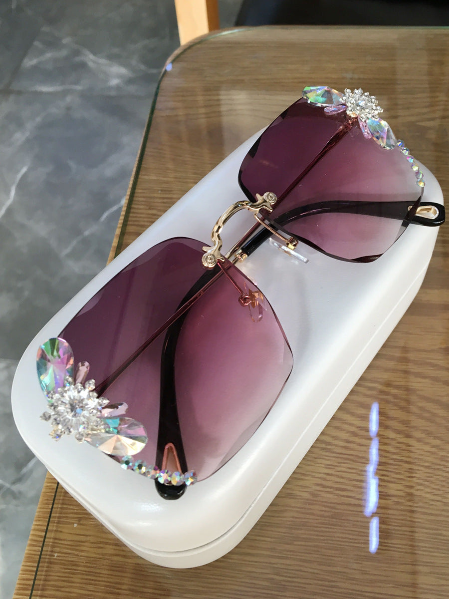 Rhinestone Gradient Sunglasses — Frameless Luxury Eyewear