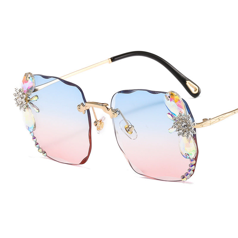 Rhinestone Gradient Sunglasses — Frameless Luxury Eyewear