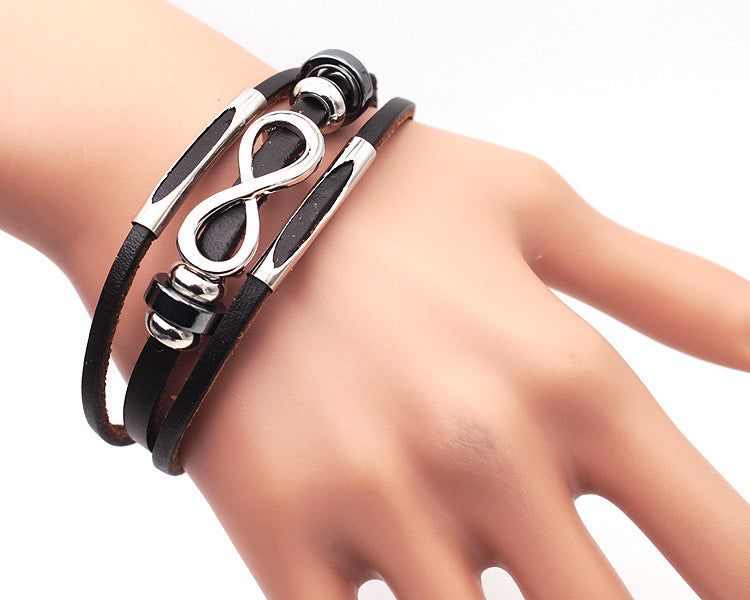 Infinity Symbol Leather Men's Bracelet | Retro Luxury Wristwear