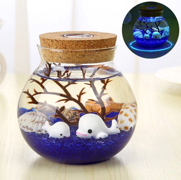 Ocean Dream Bottle — Luxury Luminous Glass Eco Terrarium