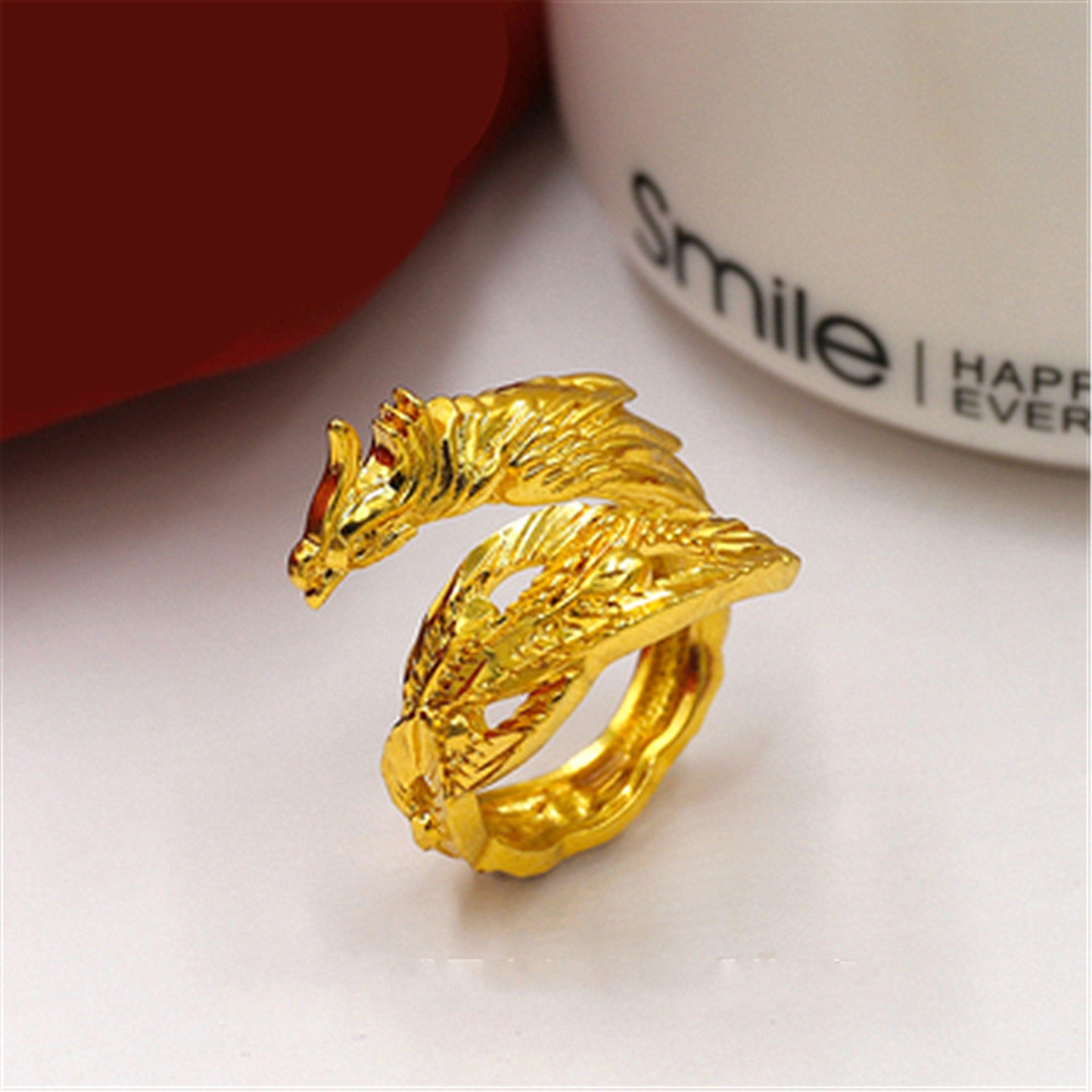 Dragon & Phoenix Lovers Ring | Gold Plated Copper Luxury Jewelry