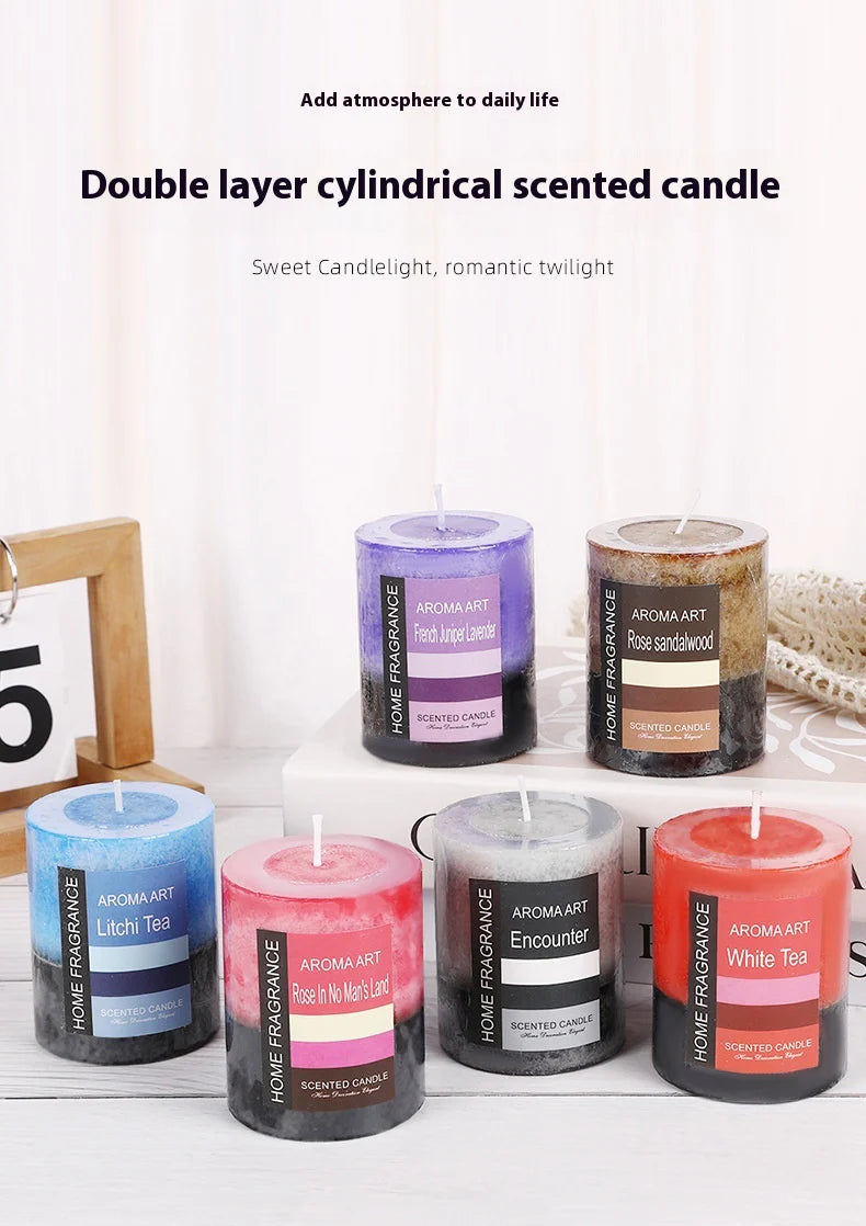 Handmade Retro Cylindrical Candle — Botanical Fragrance Collection
