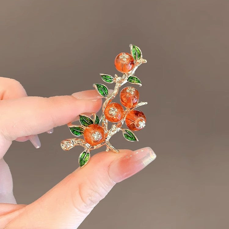 Orange Floral Brooch — Luxury Rustic Chic Pin