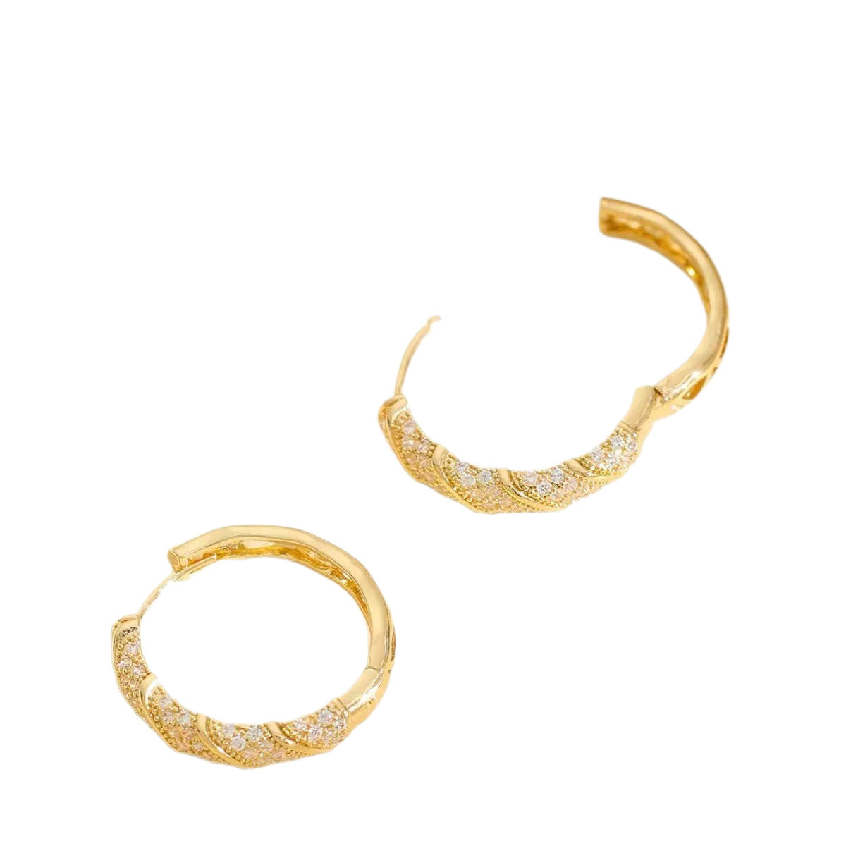 Gold Zircon Geometric Hoop Earrings | Luxury Unisex Statement Jewelry