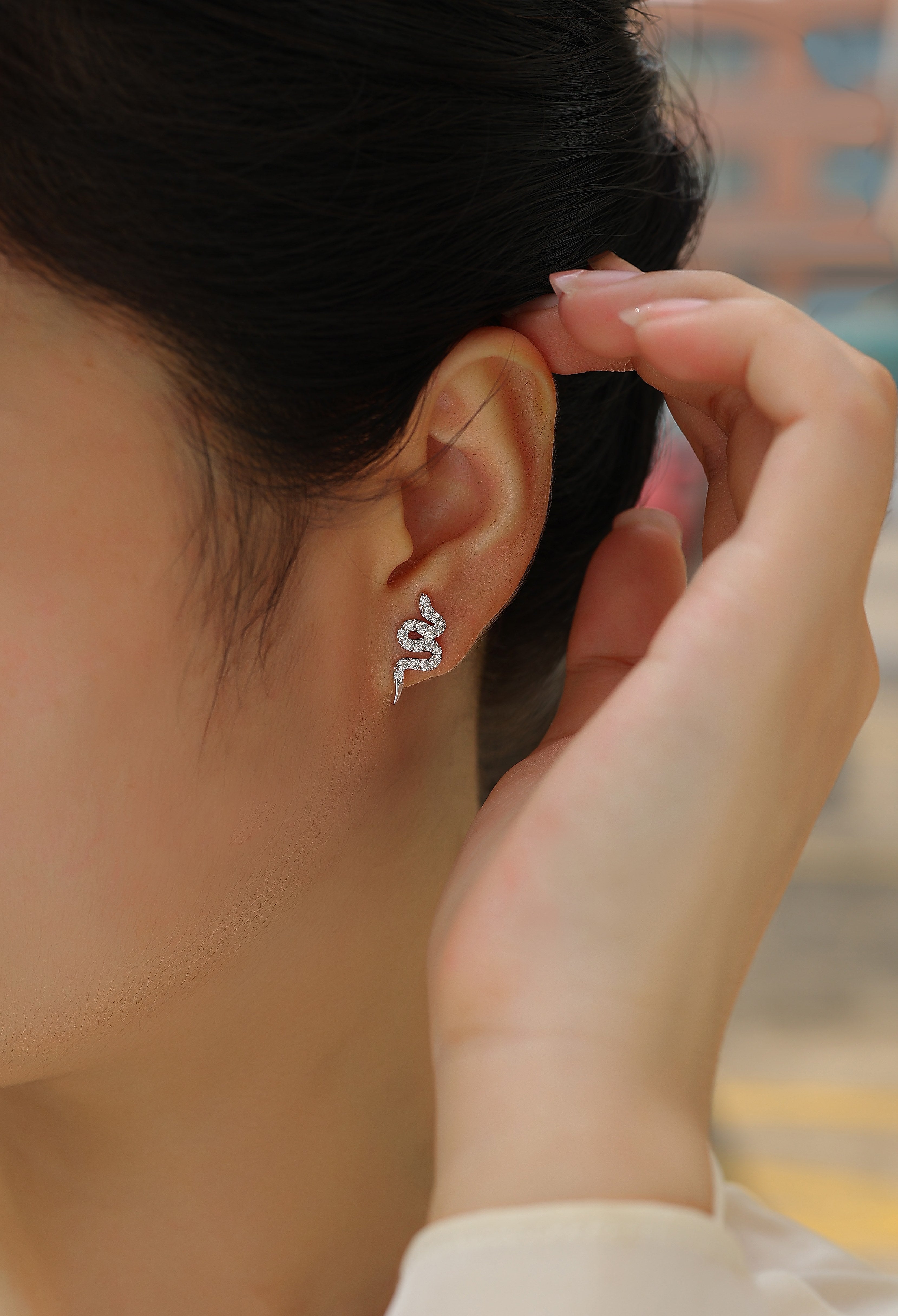 Silver Serpent — Moissanite Stud Earrings Set | S925 Platinum-plated Silver