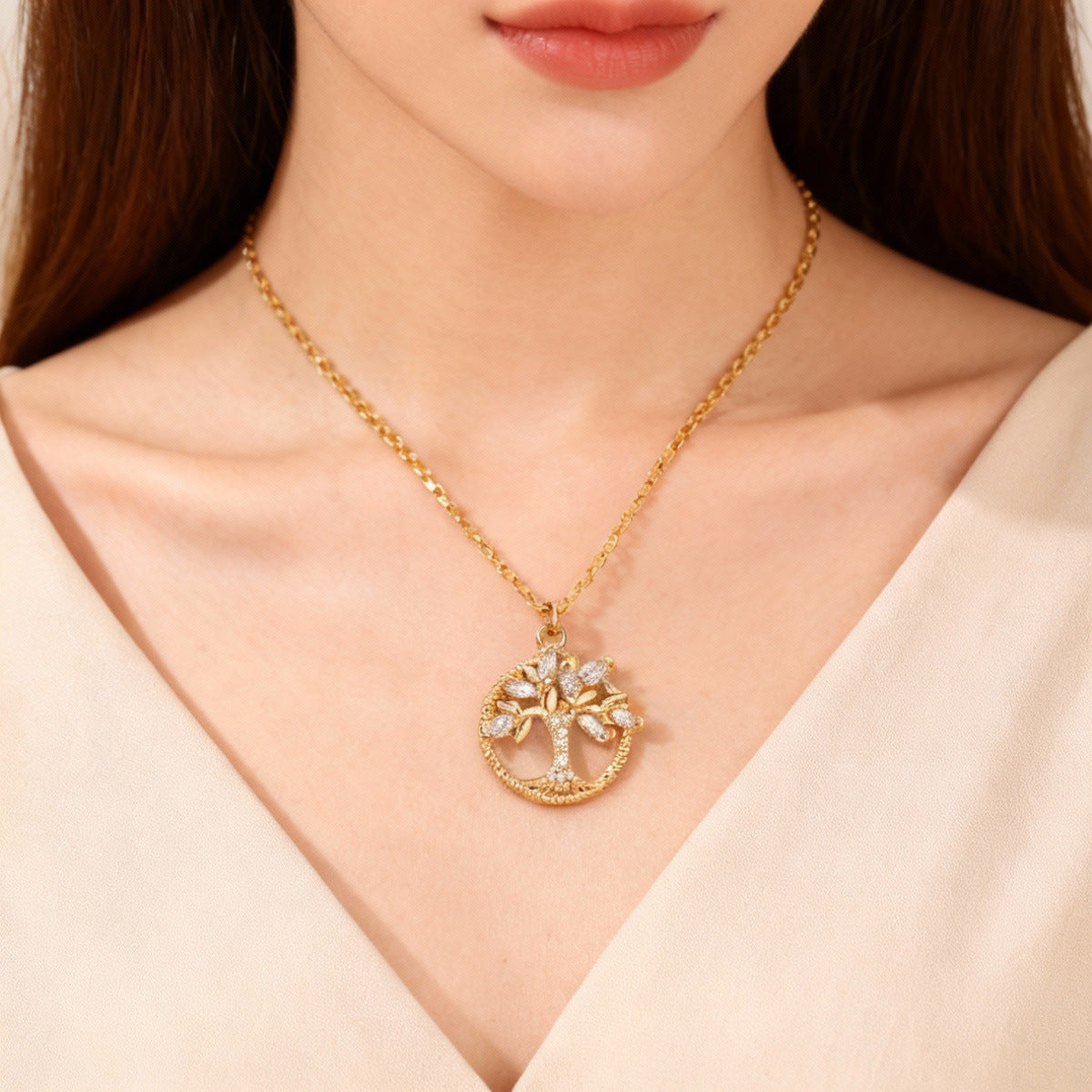 Tree of Life Necklace — Luxury Rhinestone Pendant