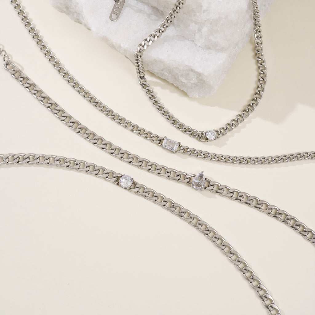 Titanium Steel Zircon Bracelet — Gold & Silver