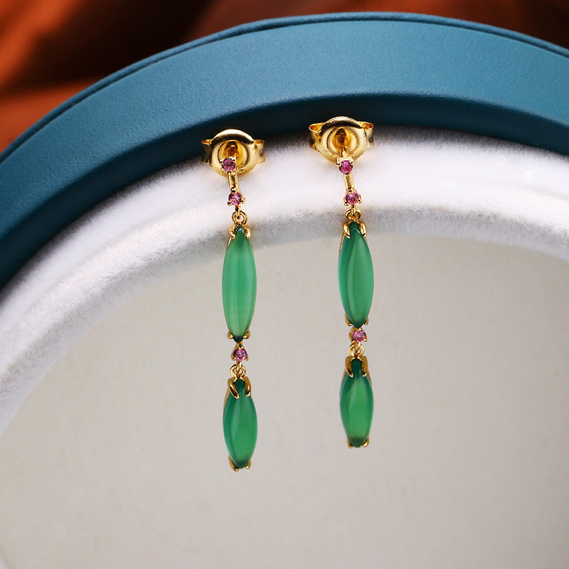 Cascade Chalcedony Tassel Drop Earrings