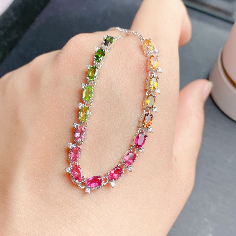 Tourmaline — 925 Silver Natural Tourmaline Bracelet