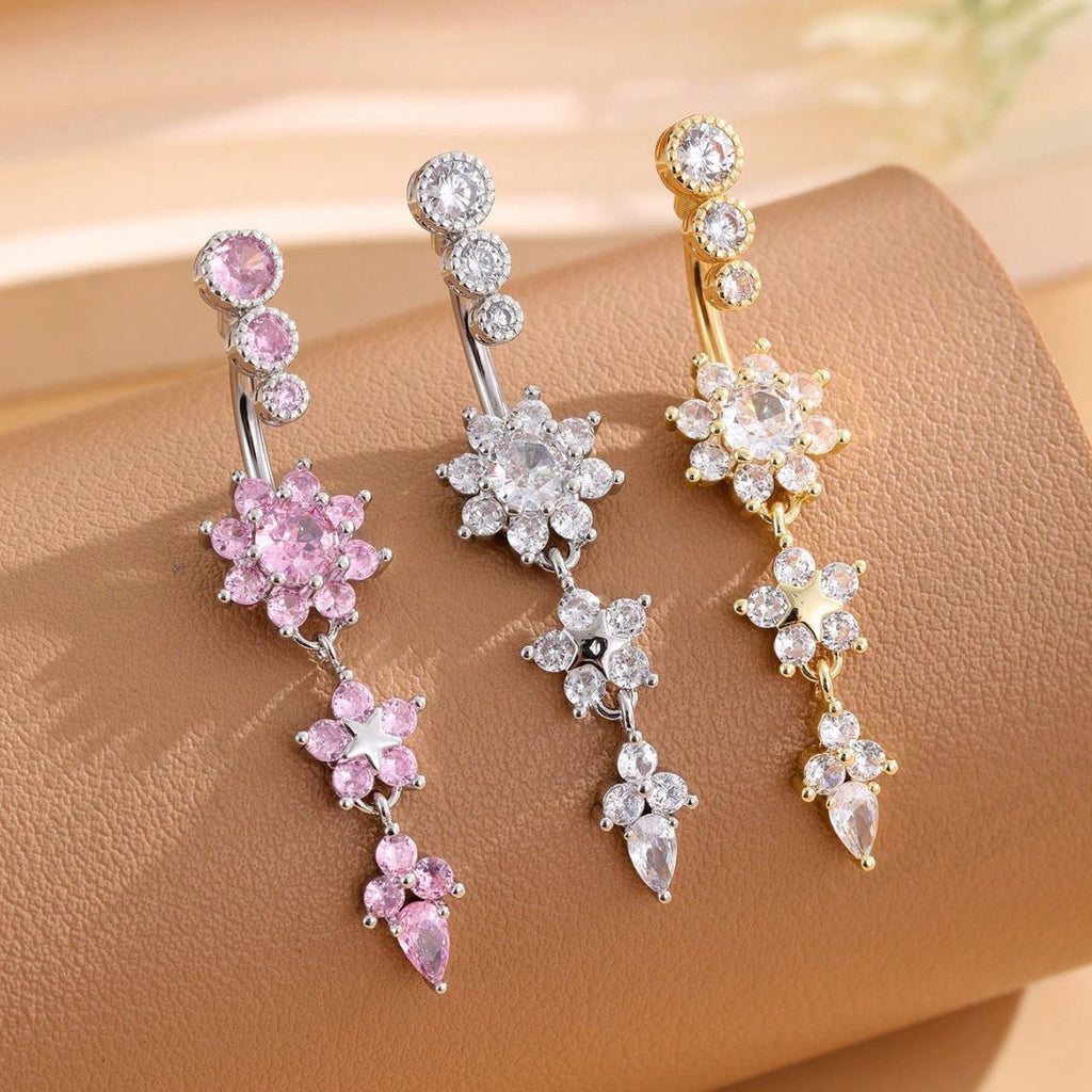 Zircon Navel Piercing Ring | Luxury Body Jewellery | Gold & Silver