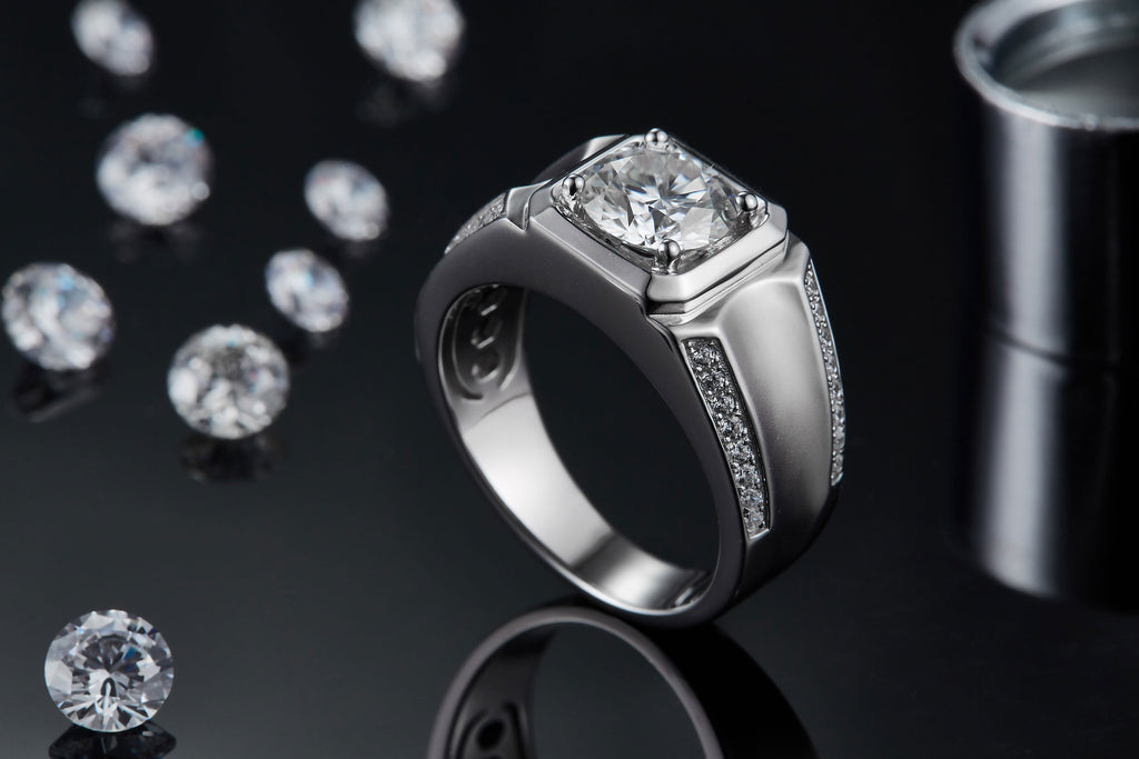 Morganite Ring for Men — S925 Silver with Platinum Coating | 2 & 3 Carat