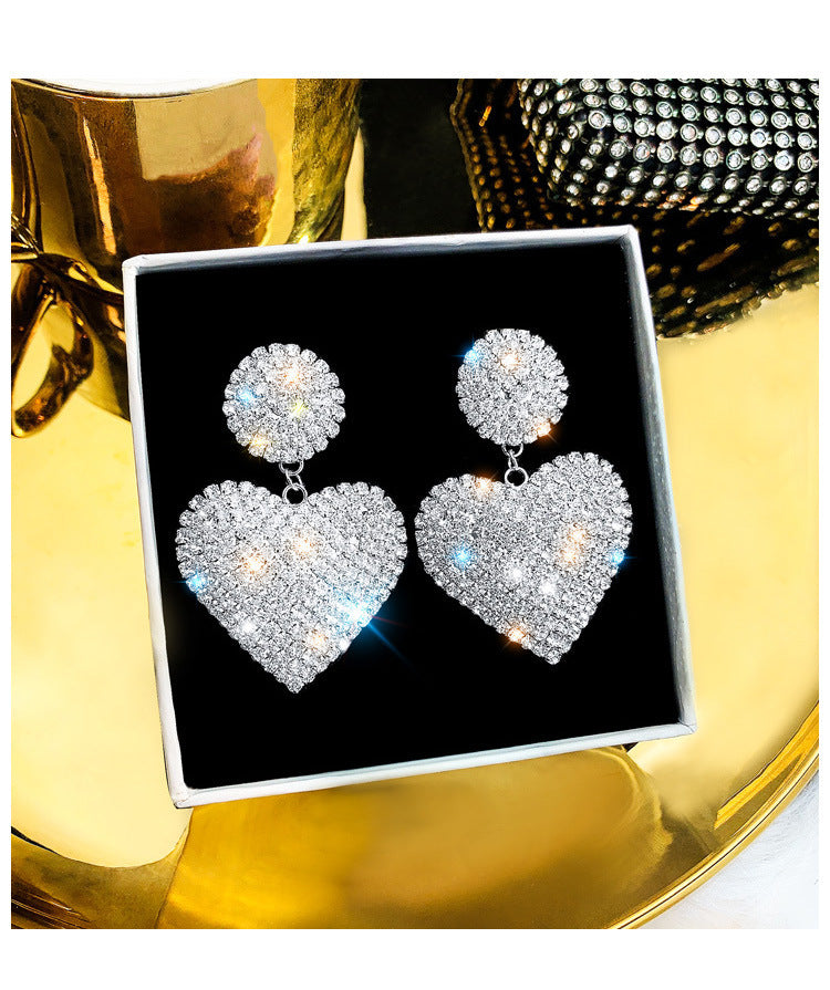 Full Diamond Love Earrings | Gold & Silver Luxury Pearl Stud Earrings for Women