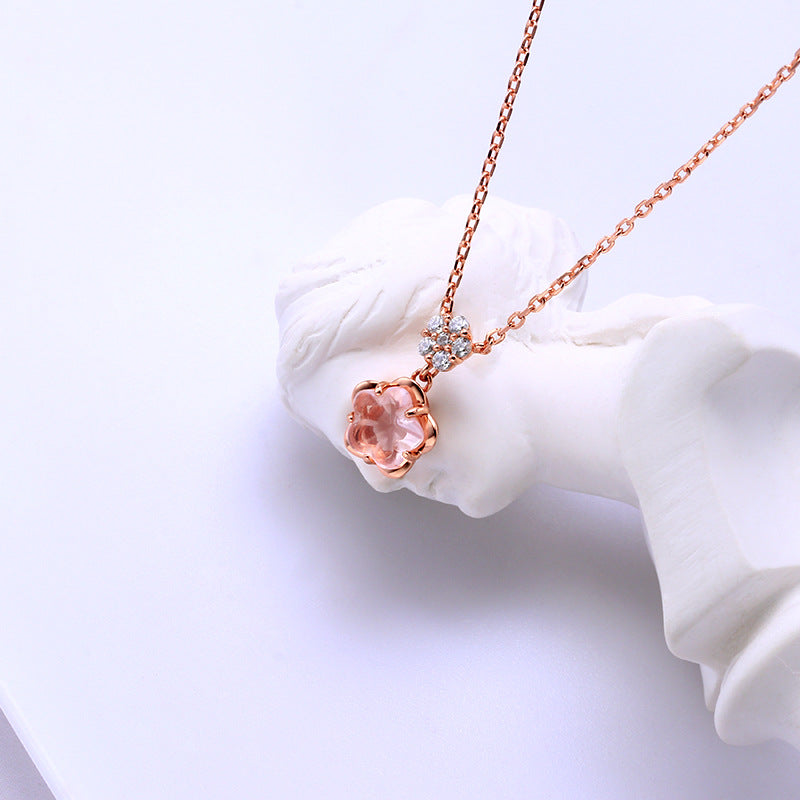 Sakura — 925 Silver Pink Crystal Necklace