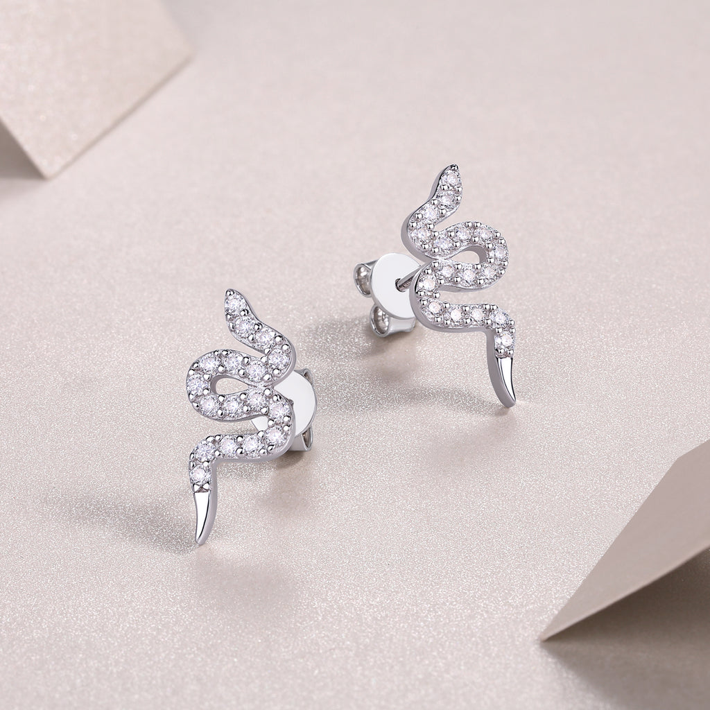 Silver Serpent — Moissanite Stud Earrings Set | S925 Platinum-plated Silver