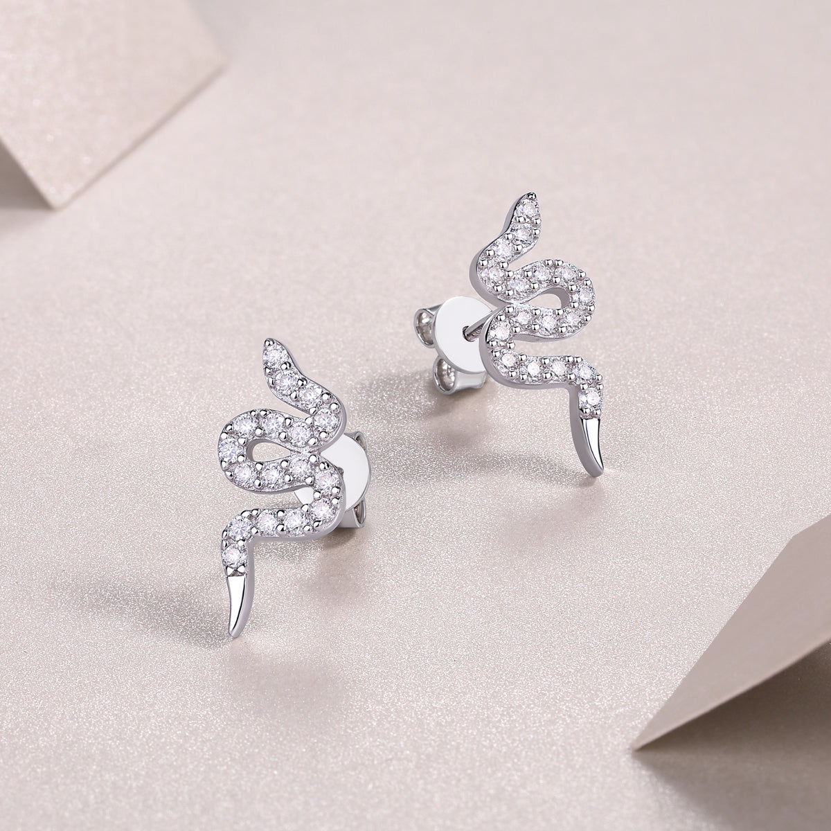 Silver Serpent — Moissanite Stud Earrings Set | S925 Platinum-plated Silver