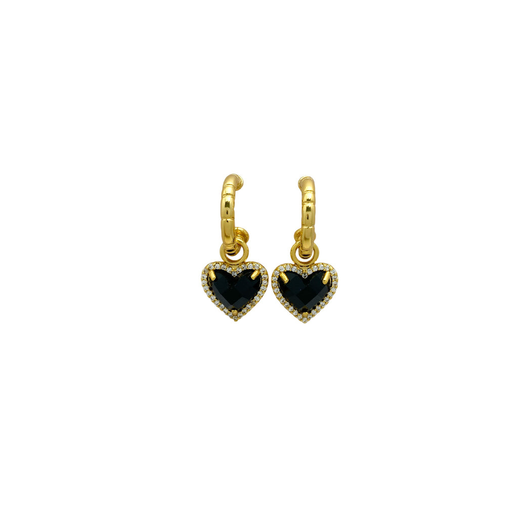 Zircon Heart Earrings | C-Shaped Luxury Ear Clips & Studs for Women
