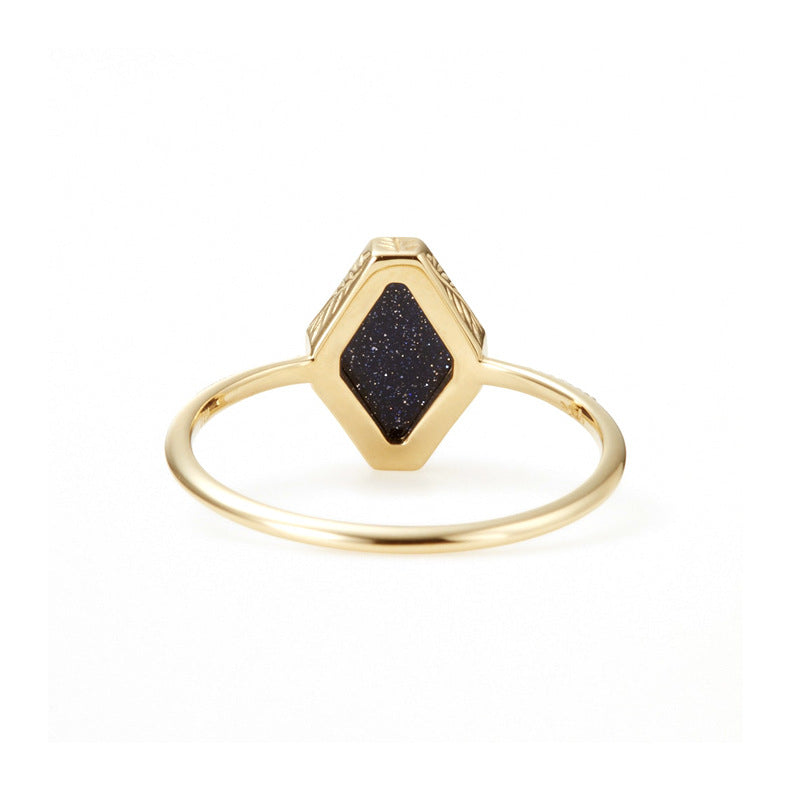 Blue Emerald Geometric Silver Ring | Luxury Women's Jewelry