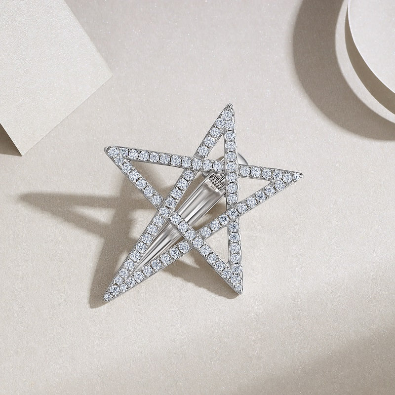 L'Étoile – Moissanite Hair Pin | Platinum-Plated Sterling Silver | Diamond-Pen Tested