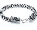 S925 Silver Dragon Head Men's Bracelet | Bold Luxury Wristwear