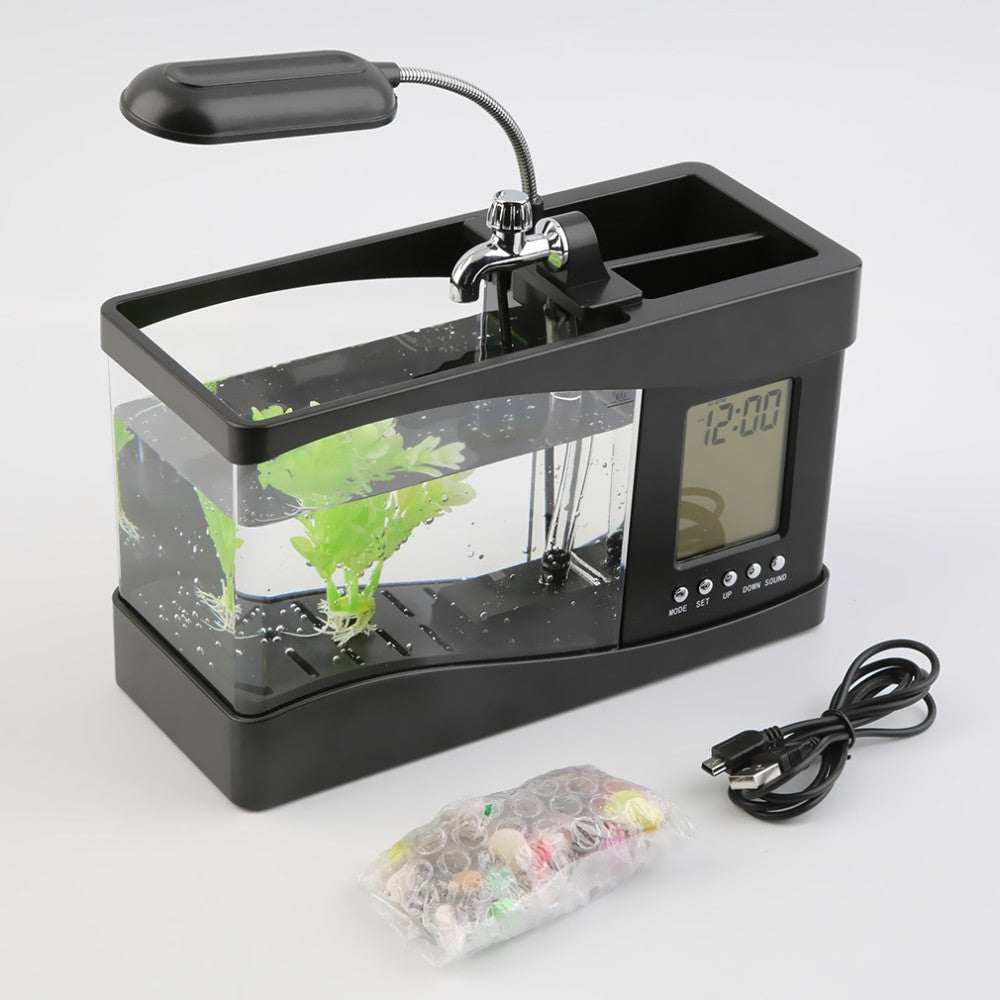 Luxury Mini Aquarium Desk Companion — 5-in-1 Smart Organiser