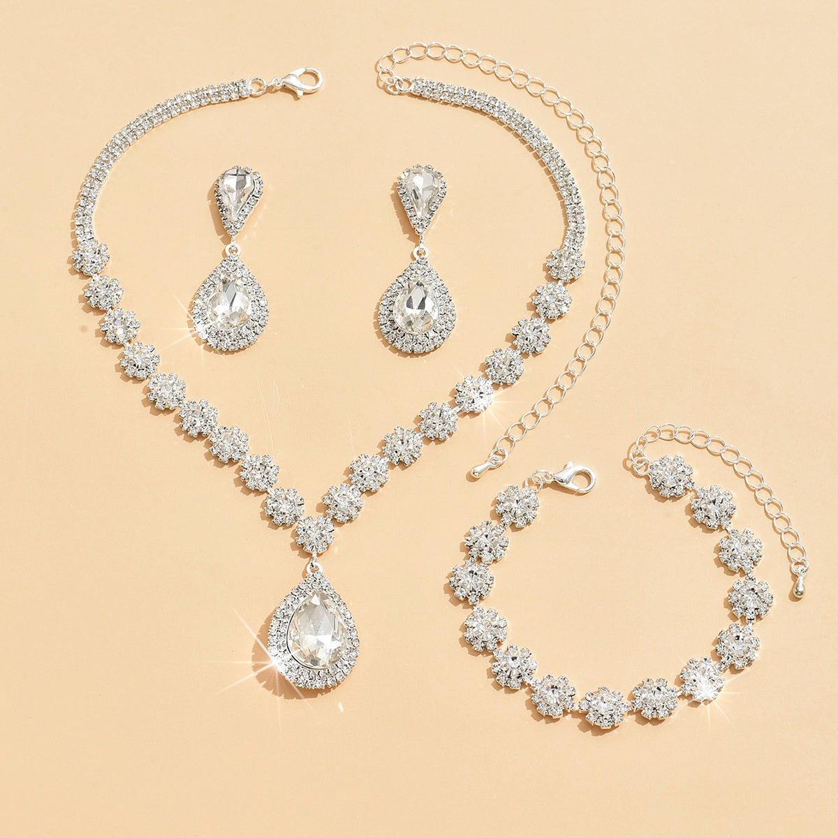 Celestial Bridal Jewellery Set | Necklace, Earrings & Bracelet | Luxury 3-Piece