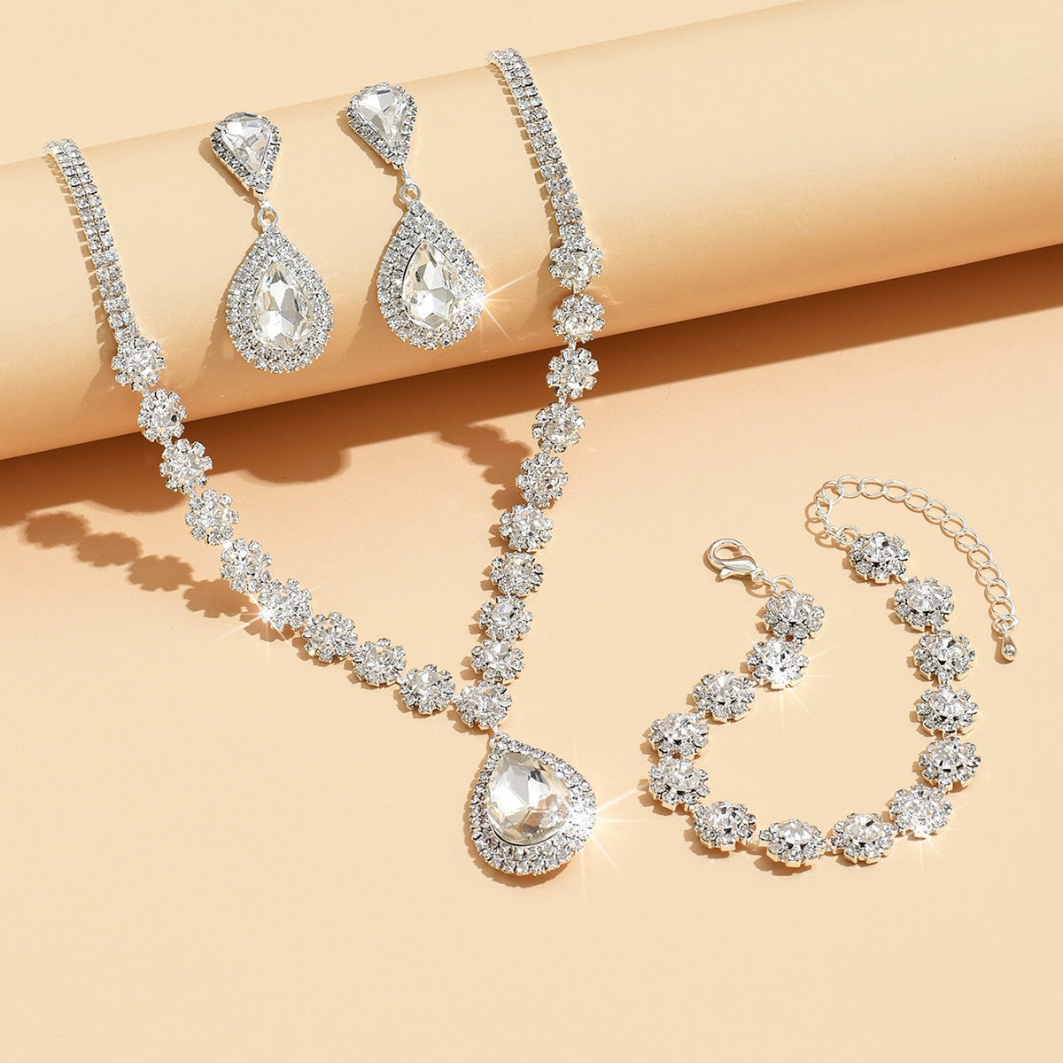 Celestial Bridal Jewellery Set | Necklace, Earrings & Bracelet | Luxury 3-Piece