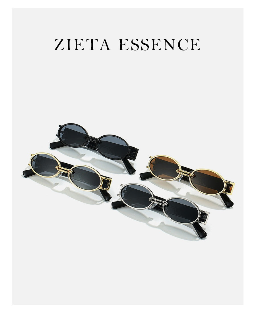 Vintage Oval Sunglasses — Retro Metal Frame | Gold, Silver & Black | European Elegance