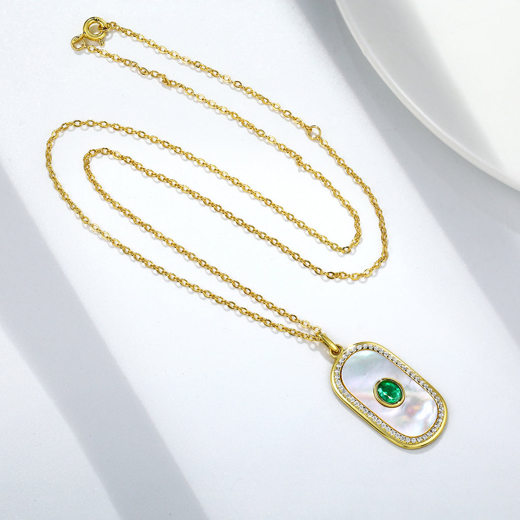 Emerald Glow – Natural Emerald & 925 Silver Geometric Luxury Necklace