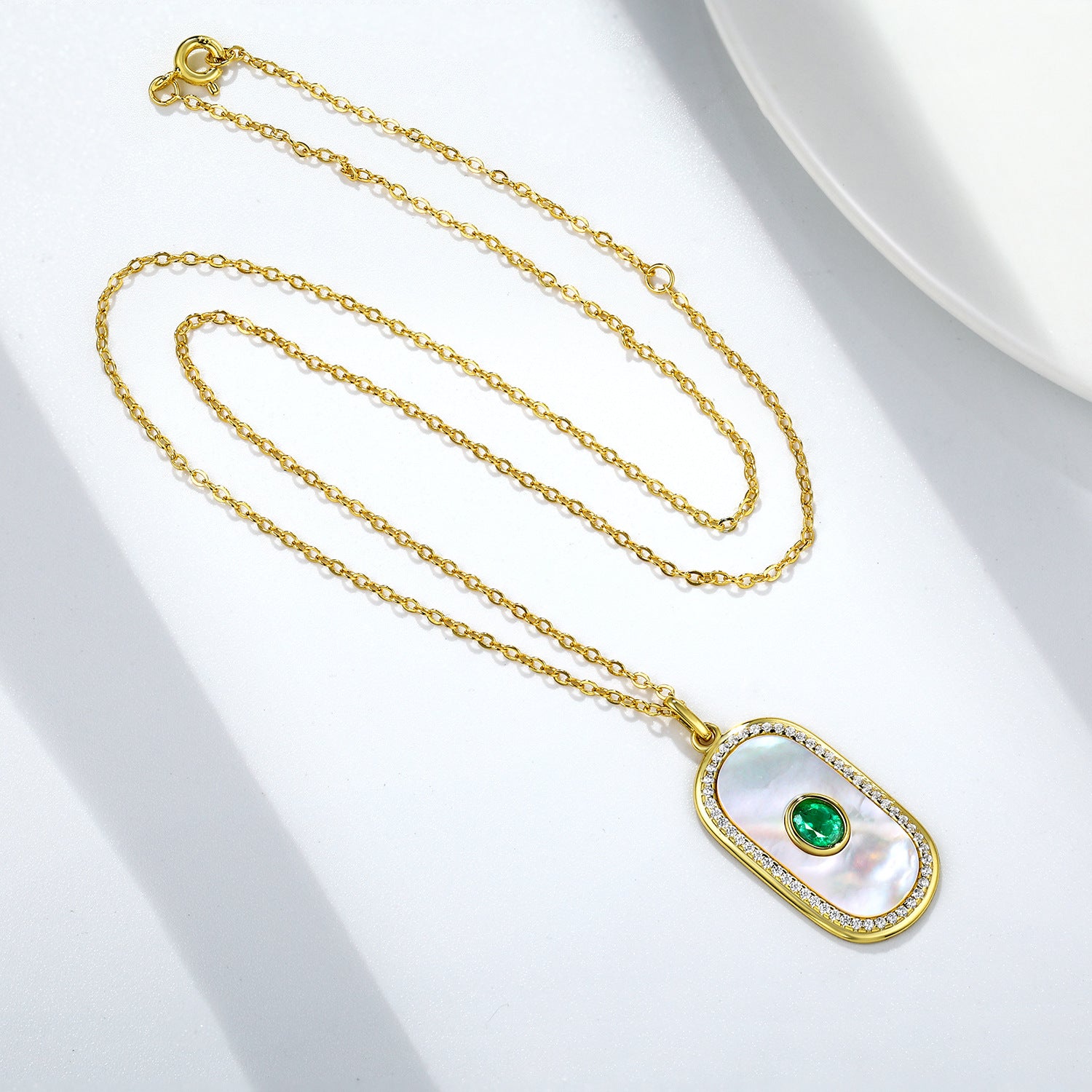 Emerald Glow – Natural Emerald & 925 Silver Geometric Luxury Necklace