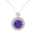 Vintage Geometric Natural Amethyst Crystal 925 Silver O-Chain Luxury Necklace
