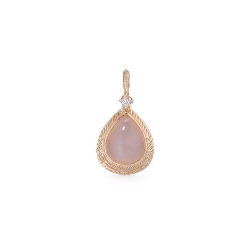Natural Orange Moonstone Pendant | 925 Silver & Geometric Luxury