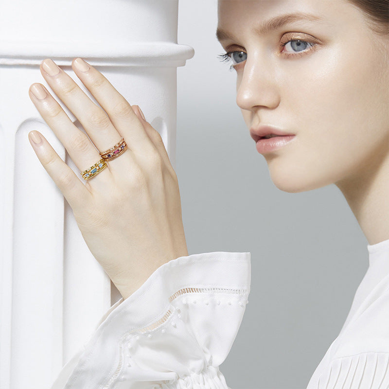 Dual-Tone Gold & Rose Gold Silver Ring | Luxury Women's Jewelry