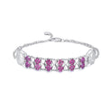 Natural Purple Garnet Heart Design 925 Sterling Silver Light Luxury Bracelet