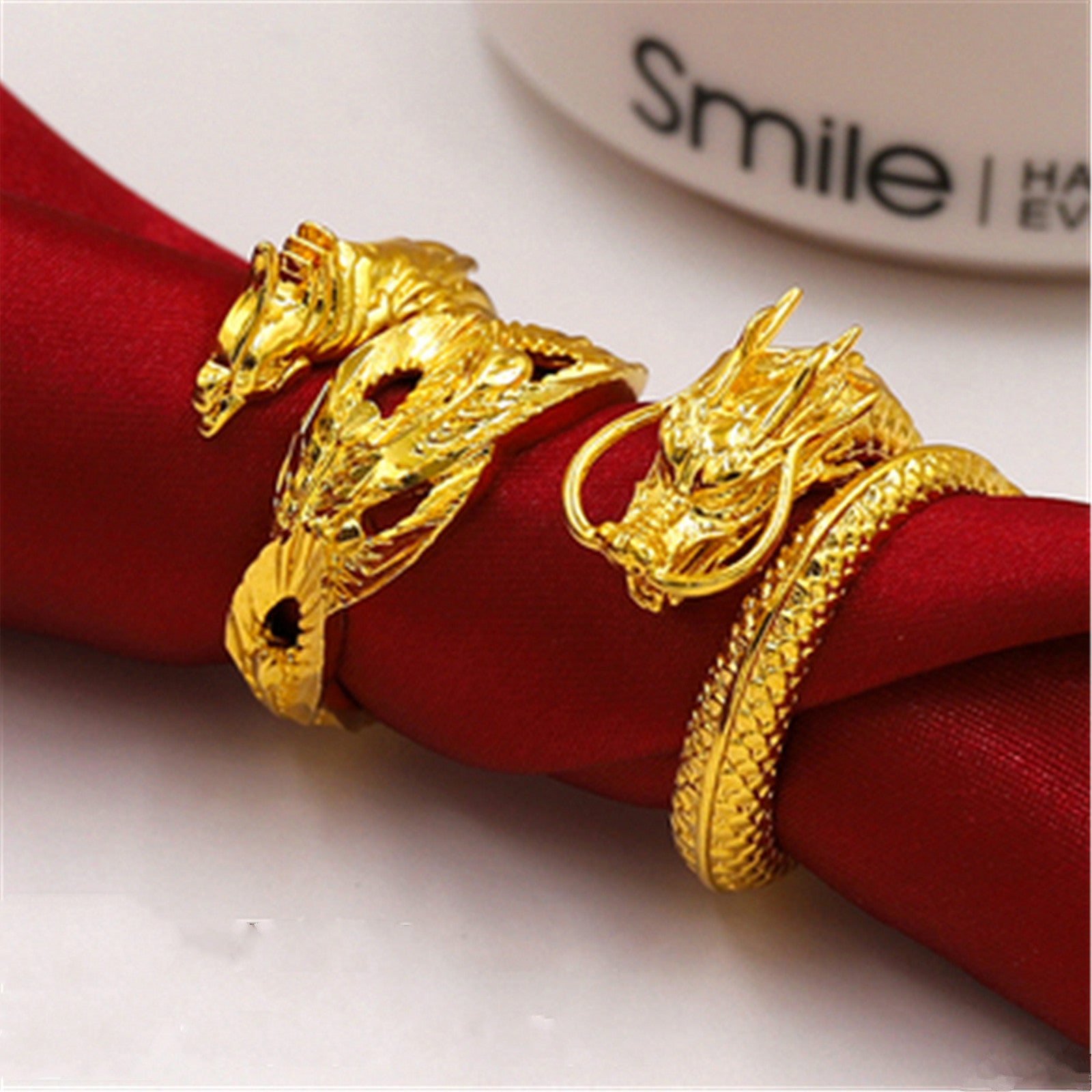Dragon & Phoenix Lovers Ring | Gold Plated Copper Luxury Jewelry