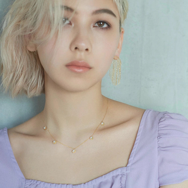 Lune — Natural Pearl Collarbone Necklace | 925 Silver