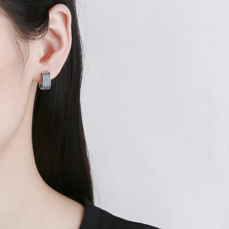 Ice Cube – 925 Sterling Silver Full Pavé Geometric Square Luxury Earrings