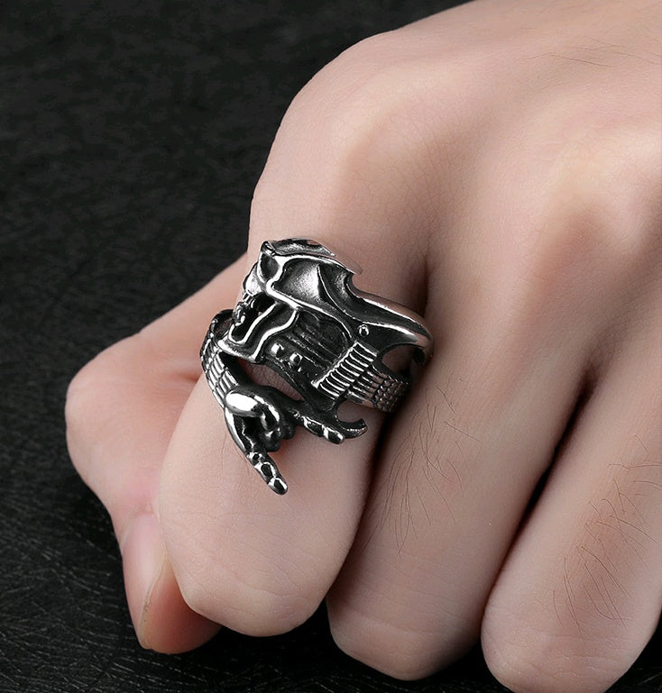 Rock Hip-Hop Skull Titanium Steel Men's Ring | Gold & Steel Luxury