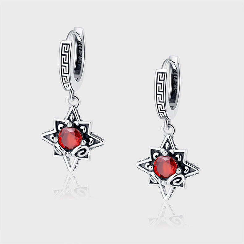Stellar Night – 925 Sterling Silver Six-Star Luxury Drop Earrings