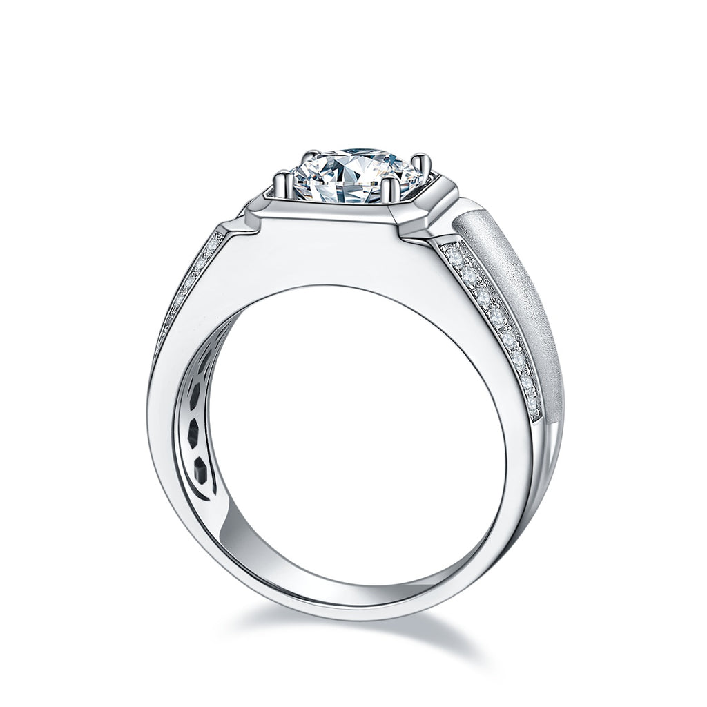 Morganite Ring for Men — S925 Silver with Platinum Coating | 2 & 3 Carat