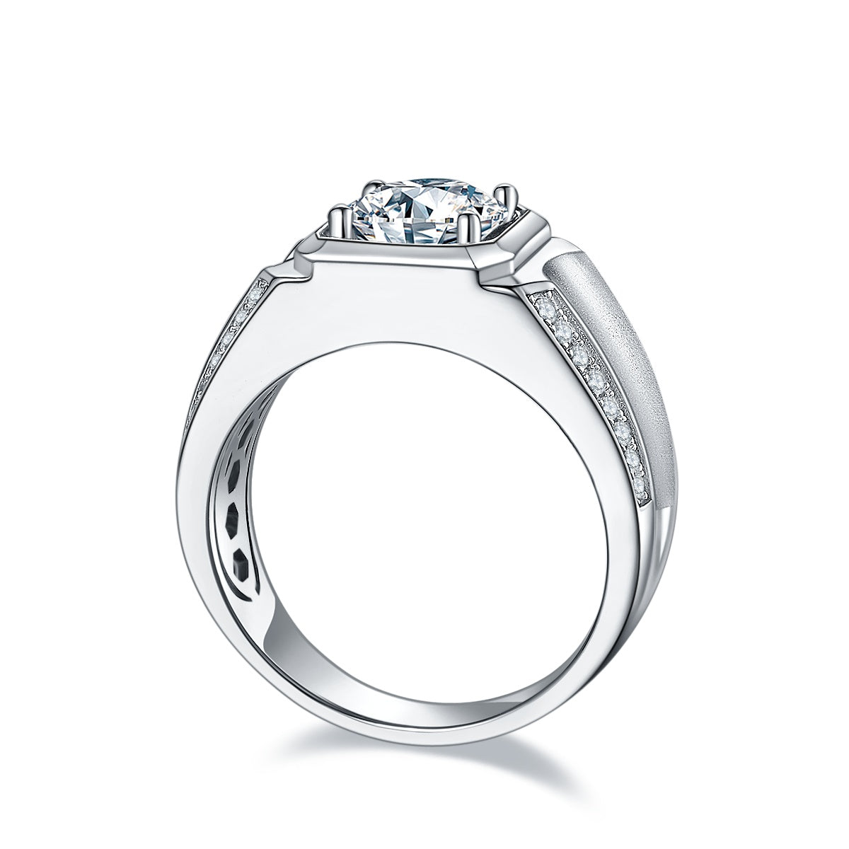 Morganite Ring for Men — S925 Silver with Platinum Coating | 2 & 3 Carat