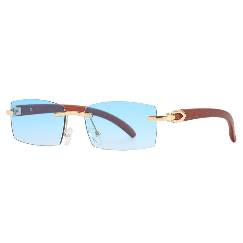Frameless Wood Grain Sunglasses — UV400 Fashion Eyewear