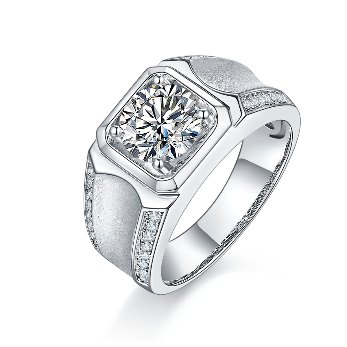 Morganite Ring for Men — S925 Silver with Platinum Coating | 2 & 3 Carat