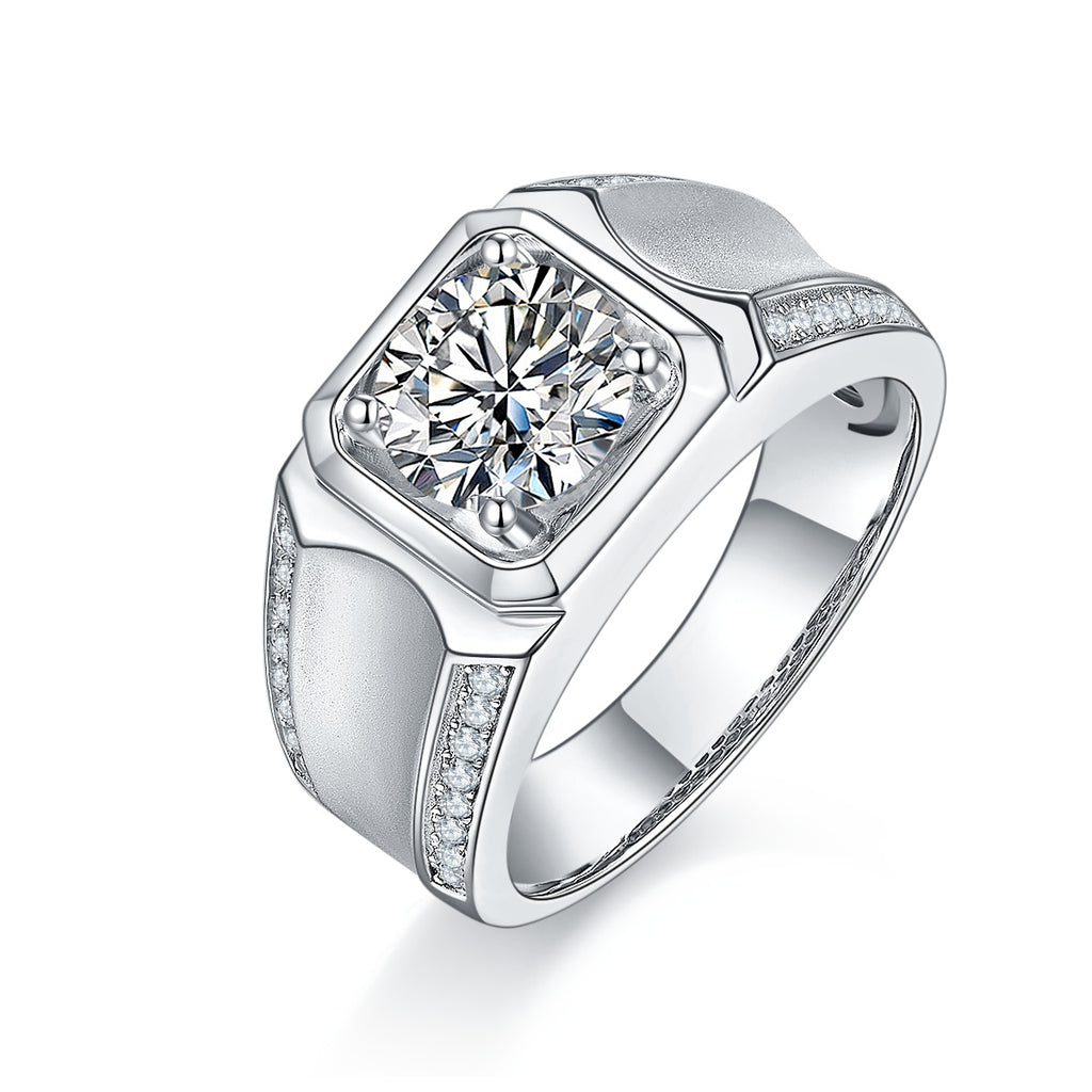 Morganite Ring for Men — S925 Silver with Platinum Coating | 2 & 3 Carat