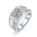Morganite Ring for Men — S925 Silver with Platinum Coating | 2 & 3 Carat