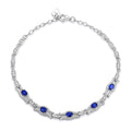 Natural Sapphire Geometric 925 Sterling Silver Platinum Gold Luxury Bracelet
