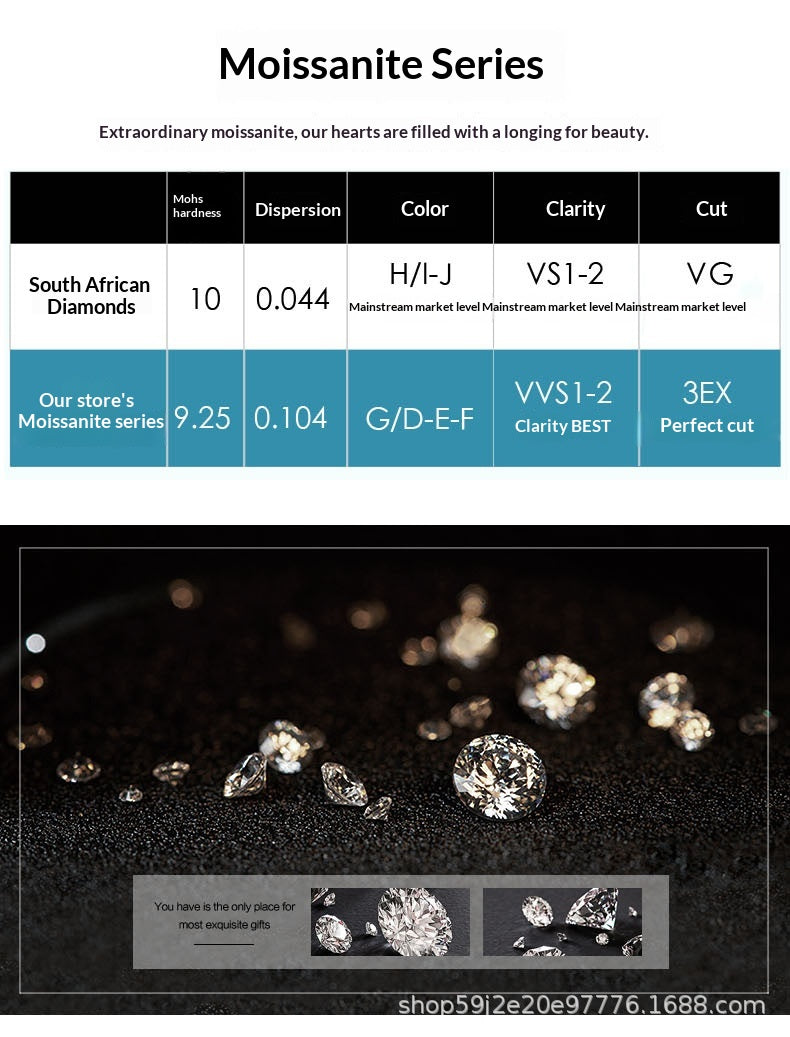 925 Sterling Silver Four-Claw Moissanite & Zircon Earrings | Luxury Style